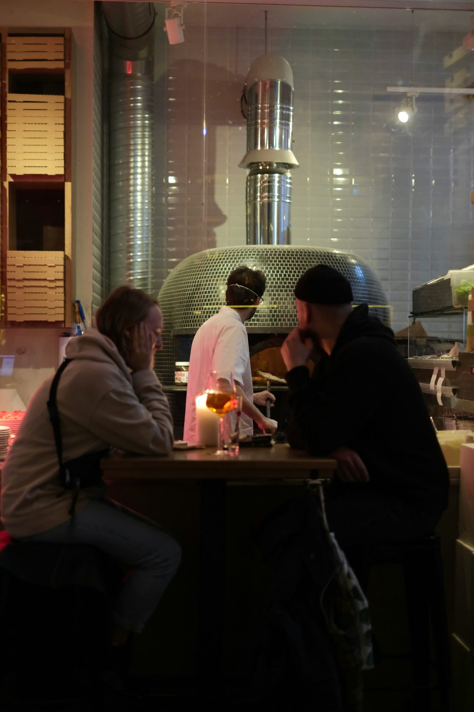 a couple of people sitting at a table